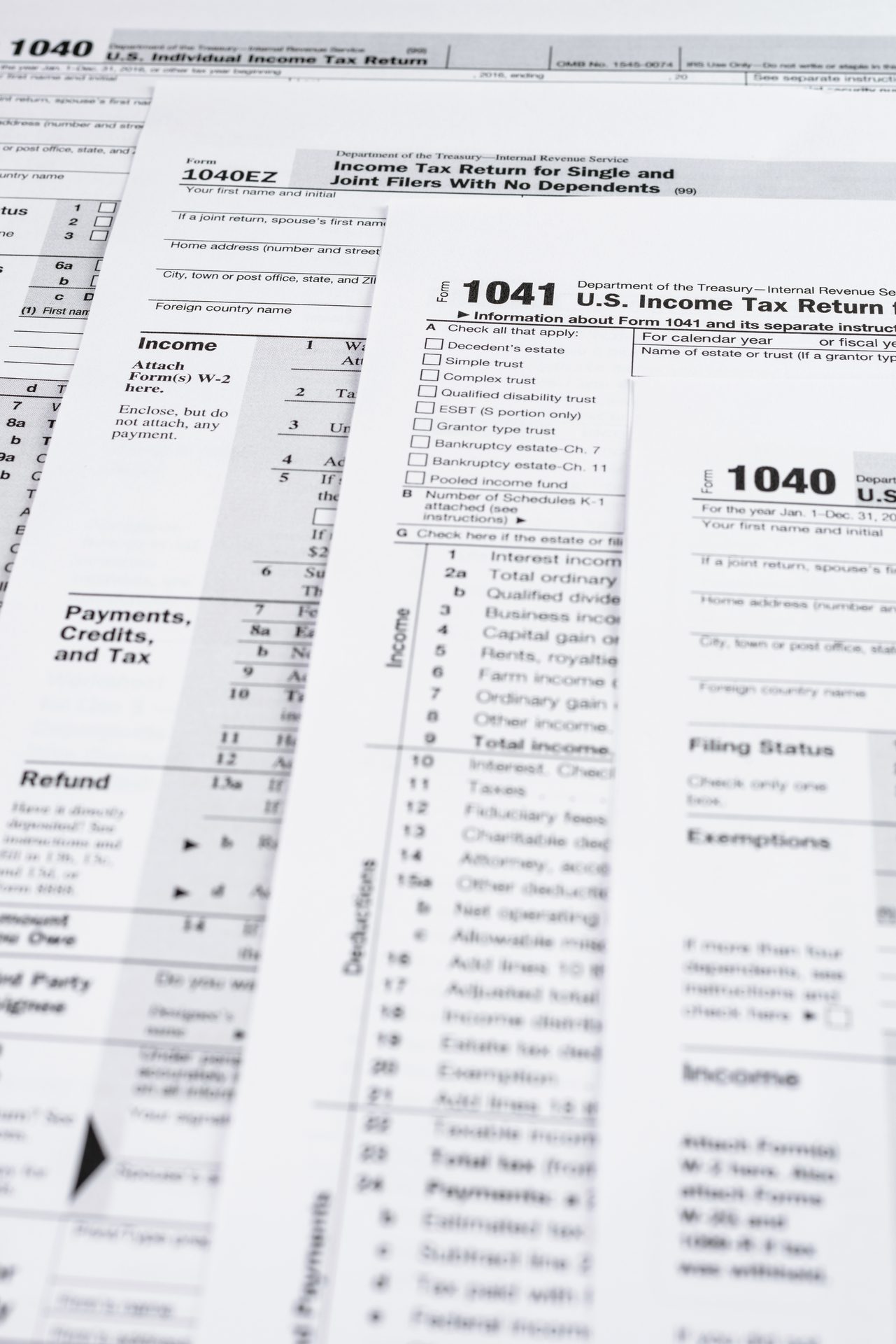 Form 1040 Individual Income Tax return form. United States Tax f Tax Preparation Services